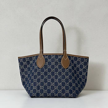 Gucci Totissima Small Tote Bag Denim Blue 22x19x18cm
