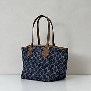 Gucci Totissima Small Tote Bag Denim Blue 22x19x18cm - 5