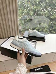 Chanel Calfskin & Suede Calfskin Sneakers Blue - 1