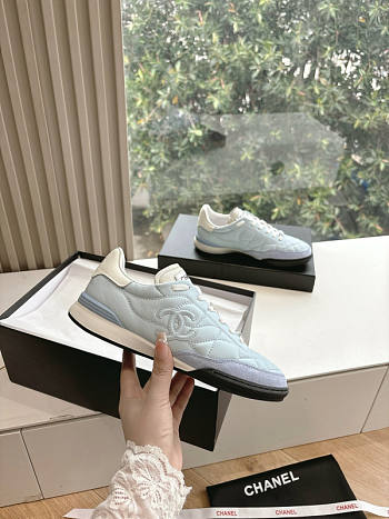 Chanel Calfskin & Suede Calfskin Sneakers Blue