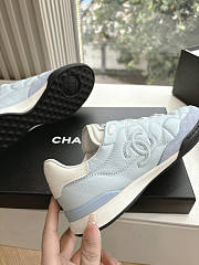 Chanel Calfskin & Suede Calfskin Sneakers Blue - 5