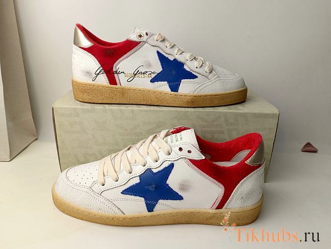 Golden Goose Ball Star Leather White/Blue/Red Sneaker - 1