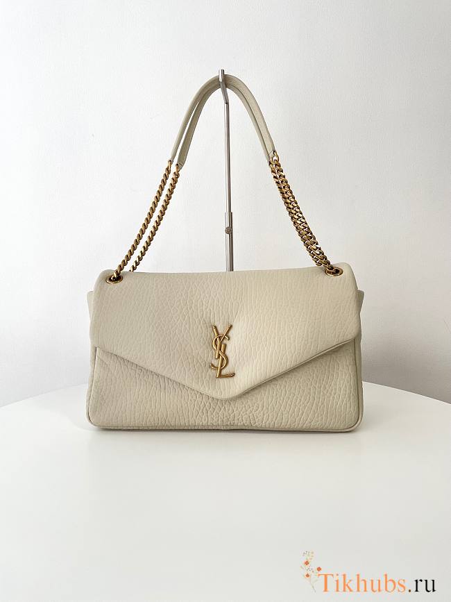 YSL Calypso Large Grained Lambskin White 38x22x12cm - 1