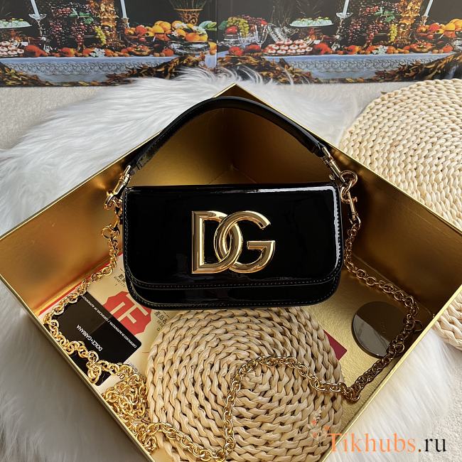 Dolce & Gabbana 3.5 Crossbody Bag Black Patent 19x11x5cm - 1