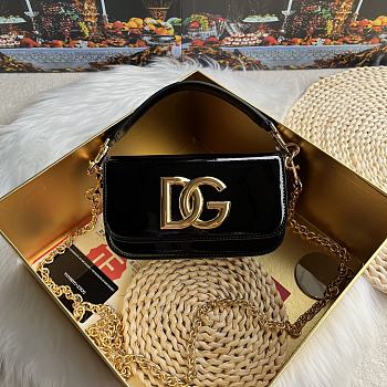 Dolce & Gabbana 3.5 Crossbody Bag Black Patent 19x11x5cm