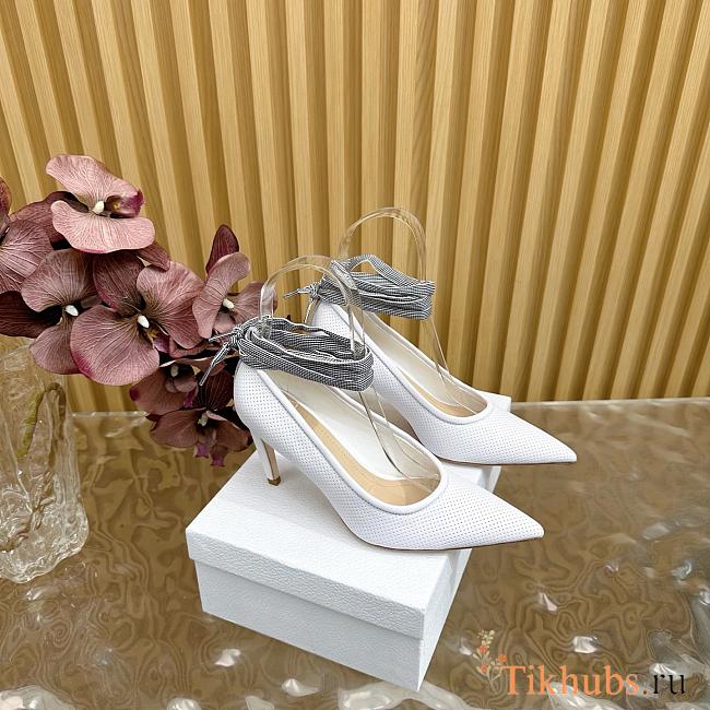 Dior D-Journey Lace-Up Pump White Heel 8cm - 1