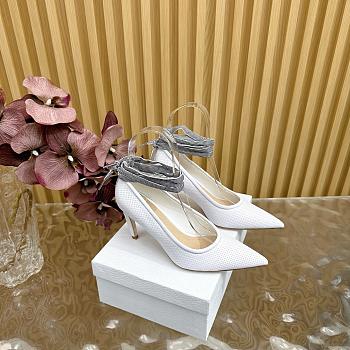 Dior D-Journey Lace-Up Pump White Heel 8cm
