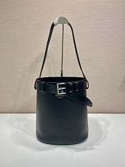 Prada Bucket Bag Belt Buckle Leather Black 26.5x29x18cm - 1