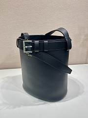 Prada Bucket Bag Belt Buckle Leather Black 26.5x29x18cm - 4