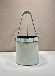 Prada Bucket Bag Belt Buckle Leather White 26.5x29x18cm - 1