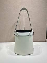 Prada Bucket Bag Belt Buckle Leather White 26.5x29x18cm - 5