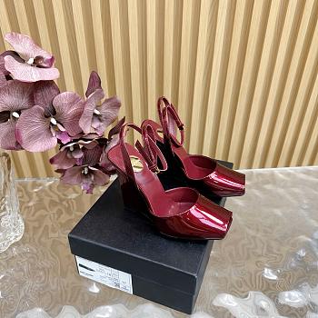 YSL La Scandale Wedges Red Patent Leather 10.5cm