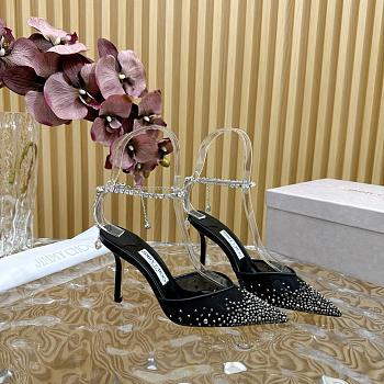 Jimmy Choo Saeda 100 Pumps Crystals Black Heel