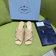 Prada Natural 65mm Padded Beige Mules - 5