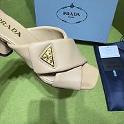 Prada Natural 65mm Padded Beige Mules - 4