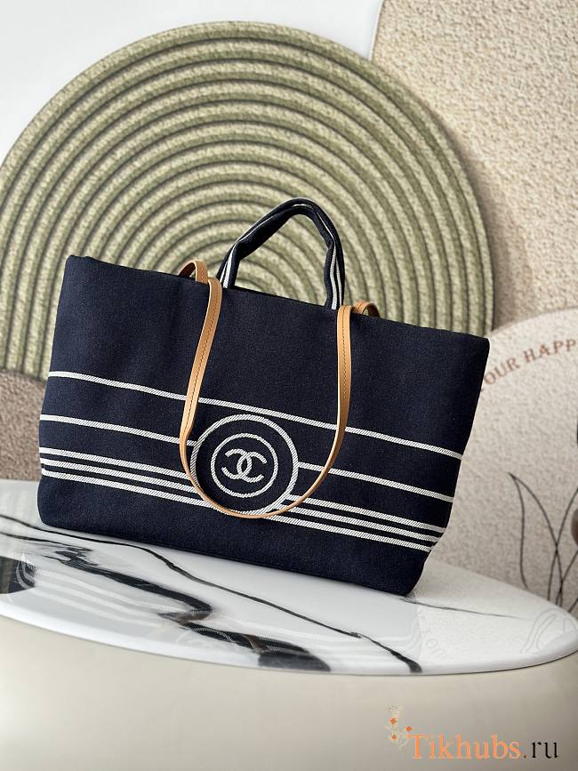 Chanel Large Coco Mark Denim Shoulder Tote Bag 38x29x15cm - 1