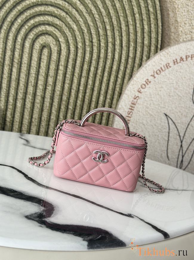 Chanel Top Handle Vanity Case Pink Caviar 17x8x9.5cm - 1