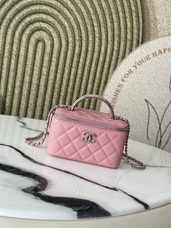 Chanel Top Handle Vanity Case Pink Caviar 17x8x9.5cm