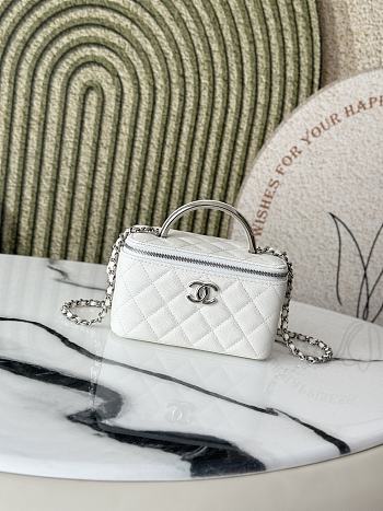 Chanel Top Handle Vanity Case White Caviar 17x8x9.5cm
