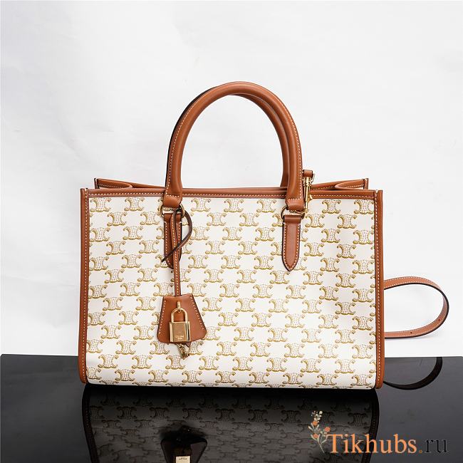 Celine Mini Horizontal Cabas Triomphe White 35x22x7cm - 1
