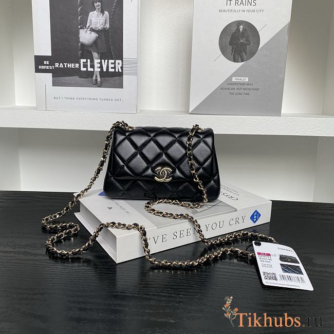 Chanel Clutch With Strap Black Lambskin 16.5x10x5cm - 1