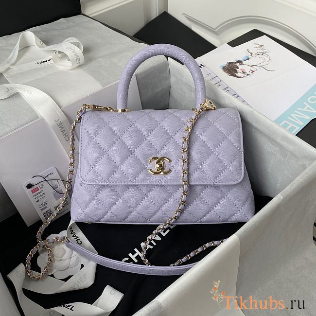 Chanel Coco Handle Flap Bag Light Purple Caviar Gold 24cm - 1