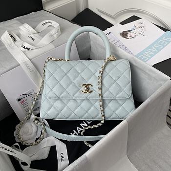 Chanel Coco Handle Flap Bag Light Blue Caviar Gold 24cm