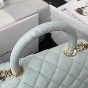 Chanel Coco Handle Flap Bag Light Blue Caviar Gold 24cm - 6