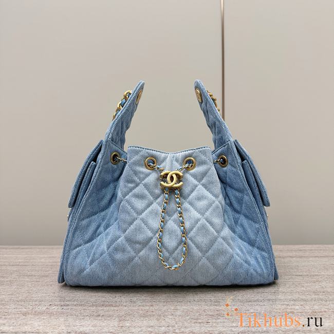 Chanel Cruise 25C Bag Blue Denim Hobo 30x26x14cm - 1