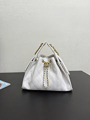Chanel 25 Small Handbag White Calfskin Gold 30x26x14cm - 1