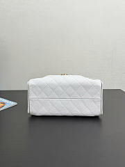 Chanel 25 Small Handbag White Calfskin Gold 30x26x14cm - 6