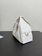 Chanel 25 Small Handbag White Calfskin Gold 30x26x14cm - 5