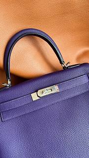 Hermes Kelly Bag Togo Purple Silver 25cm - 5