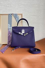 Hermes Kelly Bag Togo Purple Silver 25cm - 2