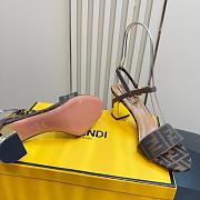 Fendi Delfina Brown FF Jacquard Sandals Heel 6.5cm - 4