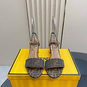 Fendi Delfina Brown FF Jacquard Sandals Heel 6.5cm - 3