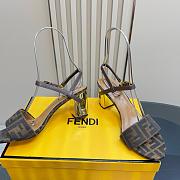 Fendi Delfina Brown FF Jacquard Sandals Heel 6.5cm - 2