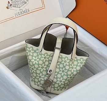 Hermes Picotin Lock 14 Mini Handbag Green Silver 14cm