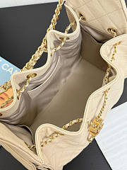 Chanel 25 Small Handbag Beige Calfskin Gold 30x26x14cm - 2