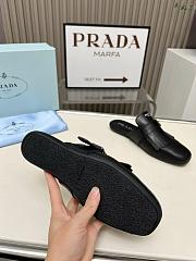 Prada Shuffle Fringed Black Leather Slippers - 5