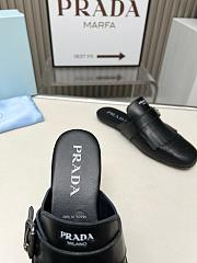 Prada Shuffle Fringed Black Leather Slippers - 3