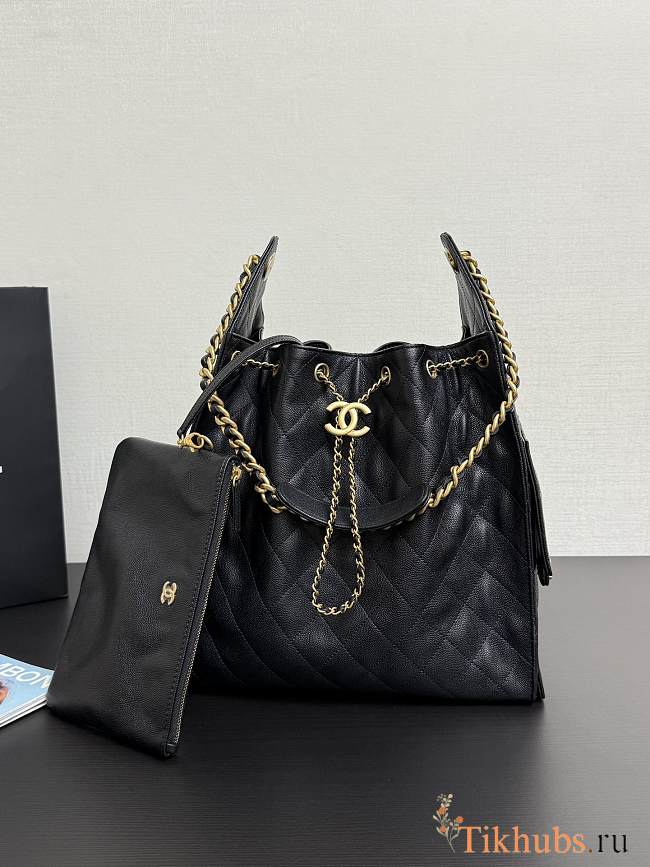 Chanel Medium 25C Hobo Bag Black Caviar Gold 40x30x15cm - 1