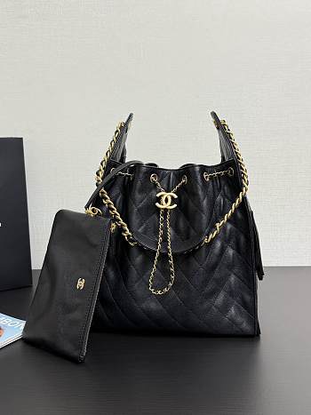 Chanel Medium 25C Hobo Bag Black Caviar Gold 40x30x15cm