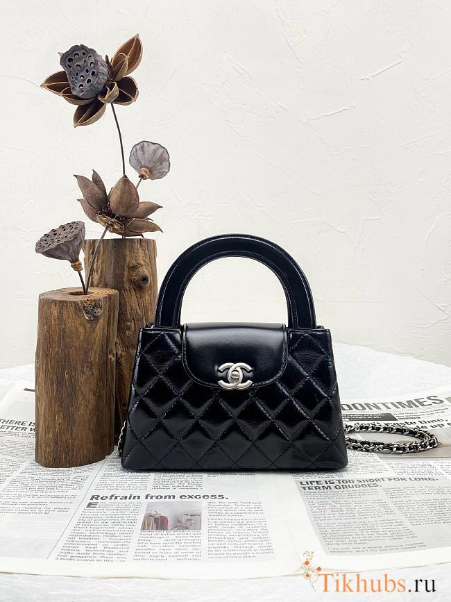 Chanel Kelly Bag Black Lambskin Silver 19x13x7cm - 1