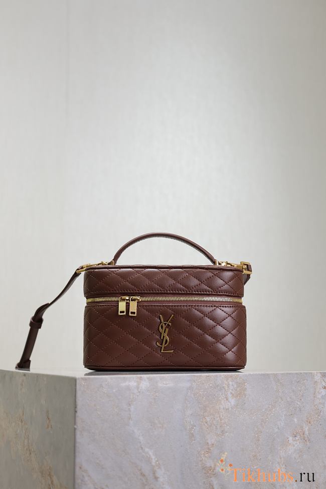 YSL Gaby Mini Vanity Bag Brown 18x11x6.5cm - 1