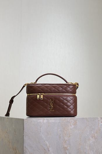 YSL Gaby Mini Vanity Bag Brown 18x11x6.5cm