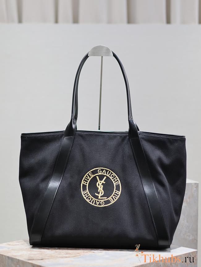 YSL Rive Gauche Canvas Tote Bag Black 40-60×30×20cm - 1