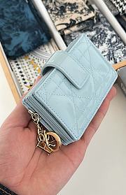 Dior Lady Jasmine Card Holder Blue Patent 10.5cm - 5