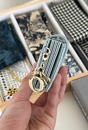 Dior Lady Jasmine Card Holder Blue Patent 10.5cm - 4