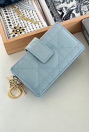 Dior Lady Jasmine Card Holder Blue Patent 10.5cm - 3